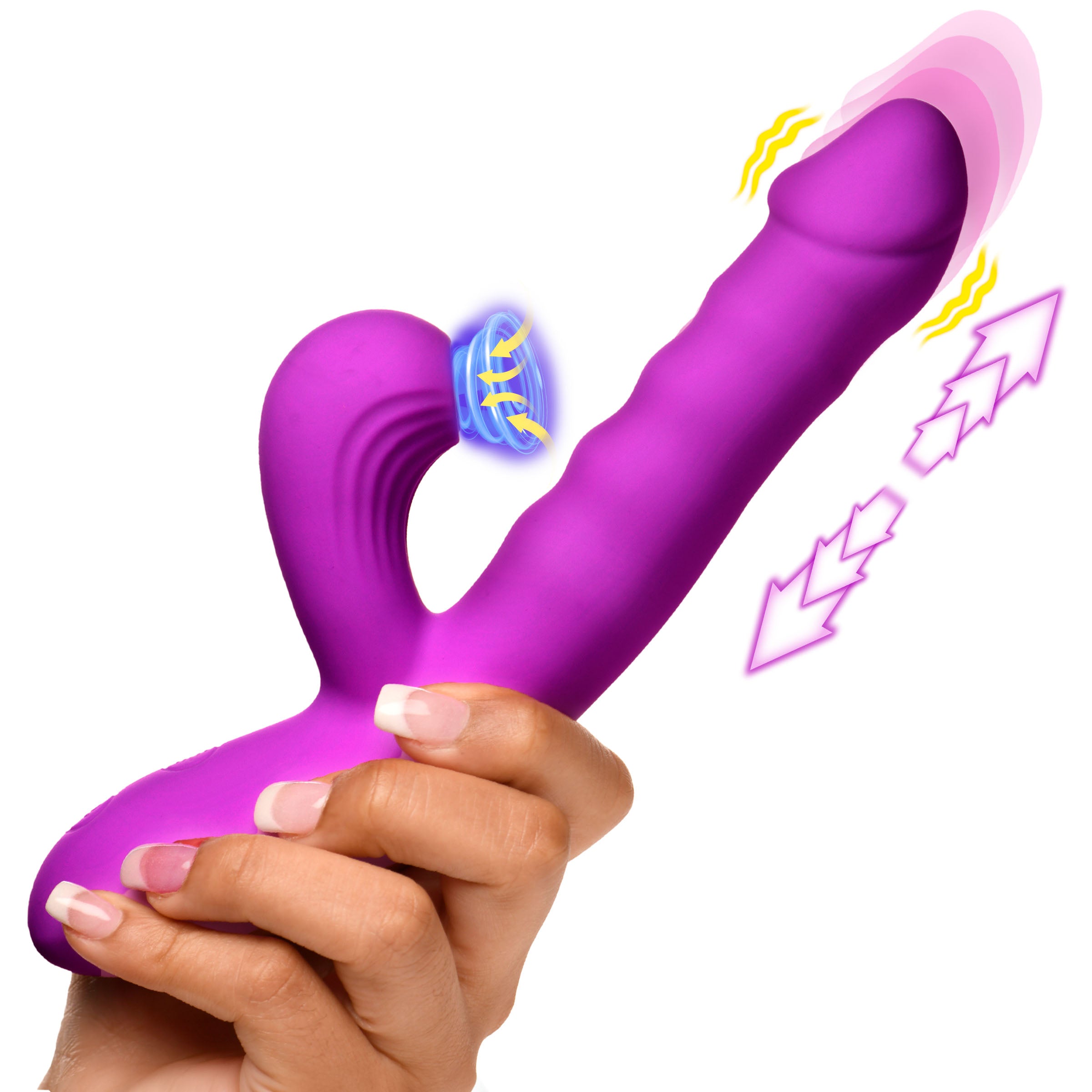 Thrust Wave Thrusting & Sucking Rabbit Vibrator XR Brands Thrust Wave Thrusting & Sucking Rabbit Vibrator XR Brands
