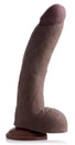 10 Inch Ultra Real Dual Layer Suction Cup Dildo- Dark Skin Tone