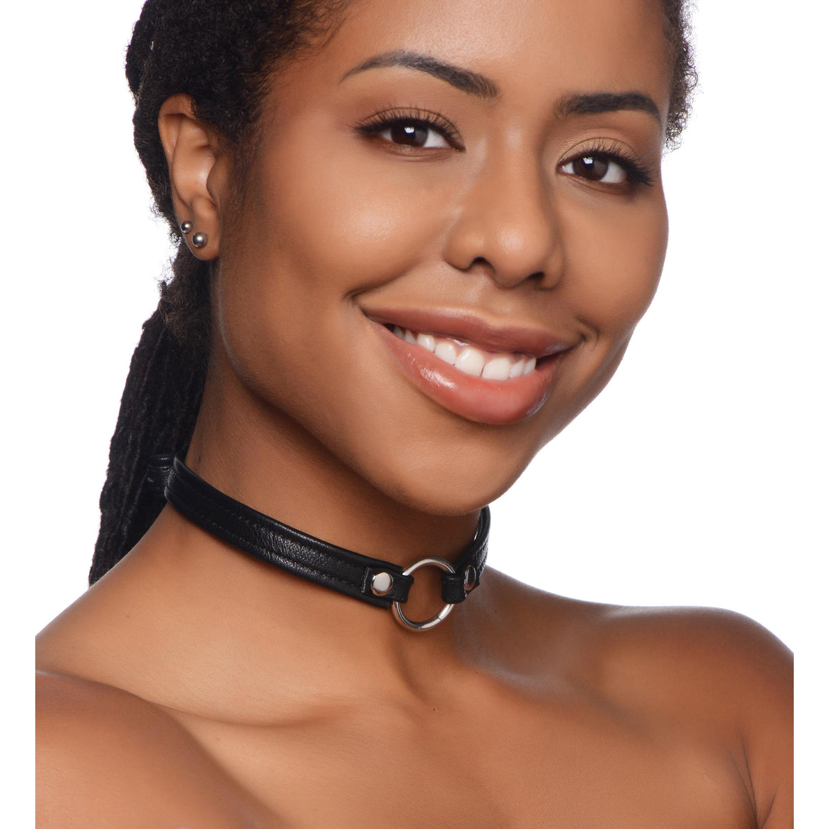 Sex Pet Leather Choker with Silver Ring