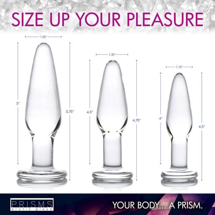 Dosha 3 Piece Glass Anal Plug Kit XR Brands Dosha 3 Piece Glass Anal Plug Kit XR Brands