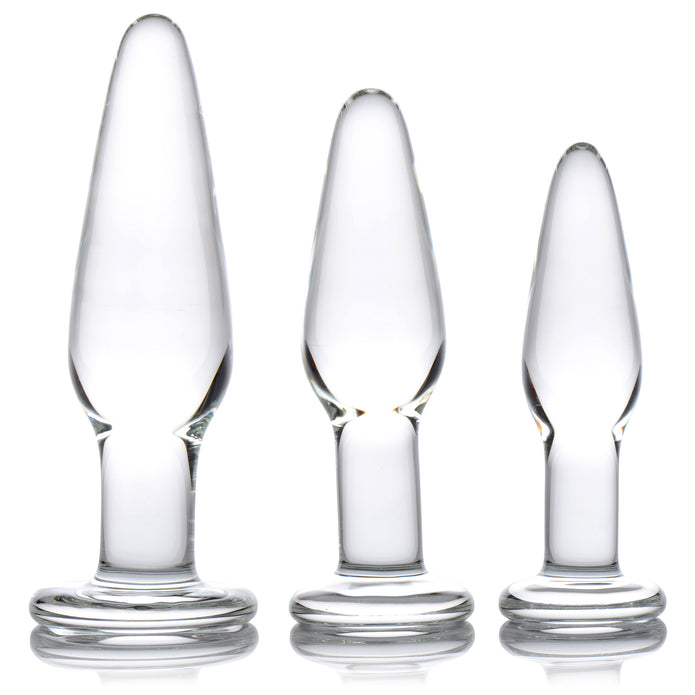 Dosha 3 Piece Glass Anal Plug Kit XR Brands Dosha 3 Piece Glass Anal Plug Kit XR Brands