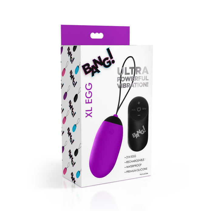 21X XL Silicone Vibrating Egg - Purple XR Brands 21X XL Silicone Vibrating Egg - Purple XR Brands