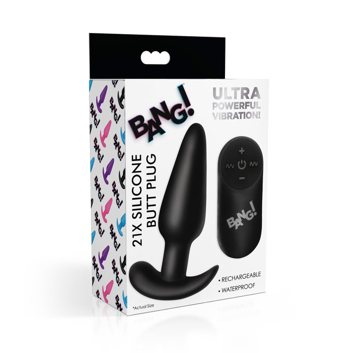 21X Remote Control Vibrating Silicone Butt Plug - Black XR Brands 21X Remote Control Vibrating Silicone Butt Plug - Black XR Brands