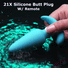 21X Remote Control Vibrating Silicone Butt Plug - Blue