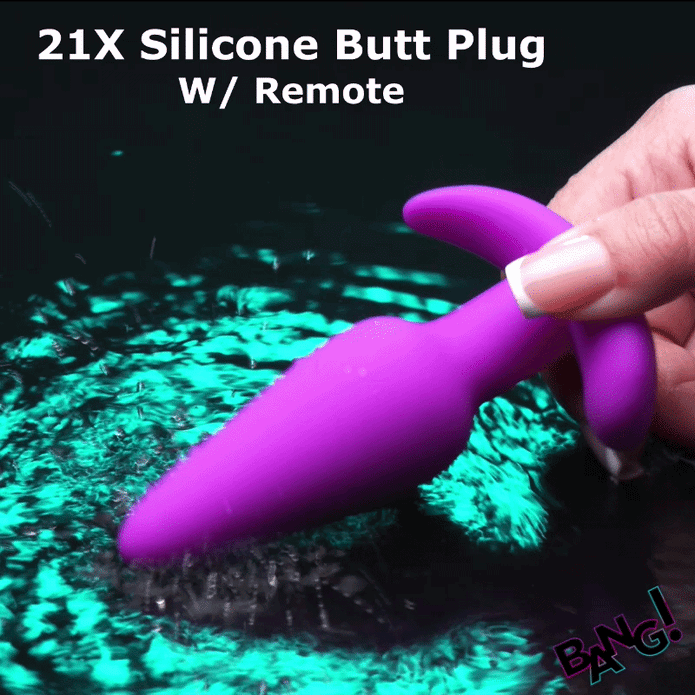 21X Remote Control Vibrating Silicone Butt Plug - Purple XR Brands 21X Remote Control Vibrating Silicone Butt Plug - Purple XR Brands