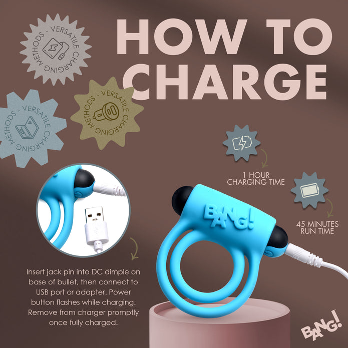 28X Remote Control Vibrating Cock Ring & Bullet - Blue XR Brands 28X Remote Control Vibrating Cock Ring & Bullet - Blue XR Brands