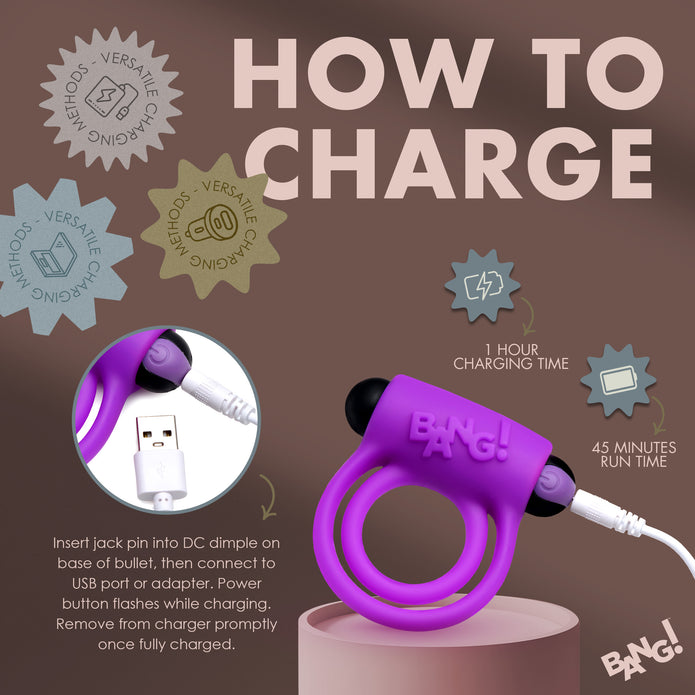 28X Remote Control Vibrating Cock Ring & Bullet - Purple XR Brands 28X Remote Control Vibrating Cock Ring & Bullet - Purple XR Brands