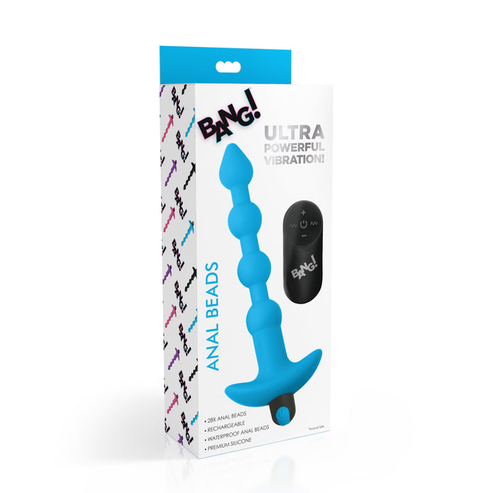 28X Remote Control Vibrating Silicone Anal Beads - Blue XR Brands 28X Remote Control Vibrating Silicone Anal Beads - Blue XR Brands