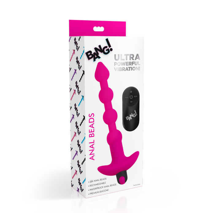 28X Remote Control Vibrating Silicone Anal Beads - Pink XR Brands 28X Remote Control Vibrating Silicone Anal Beads - Pink XR Brands