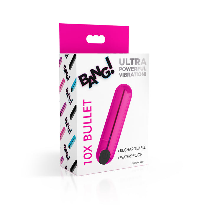 10X Rechargeable Vibrating Metallic Bullet - Pink XR Brands 10X Rechargeable Vibrating Metallic Bullet - Pink XR Brands