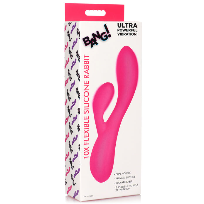 10X Flexible Silicone Rabbit - Pink XR Brands 10X Flexible Silicone Rabbit - Pink XR Brands