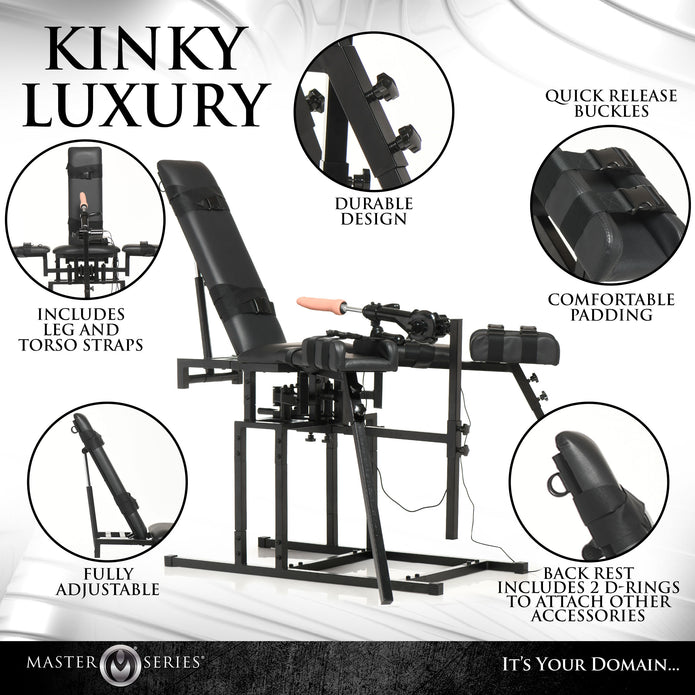 Leg Spreader Obedience Chair with Sex Machine XR Brands Leg Spreader Obedience Chair with Sex Machine XR Brands