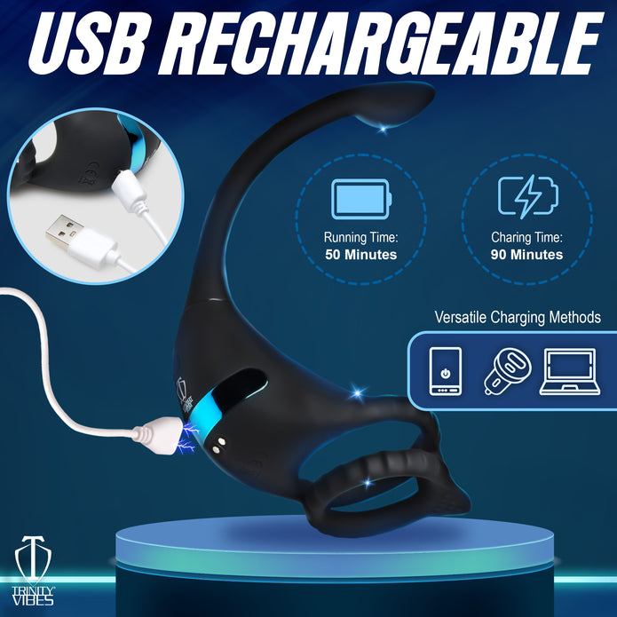 Vibrating C-Ring + Anal Stimulator XR Brands Vibrating C-Ring + Anal Stimulator XR Brands