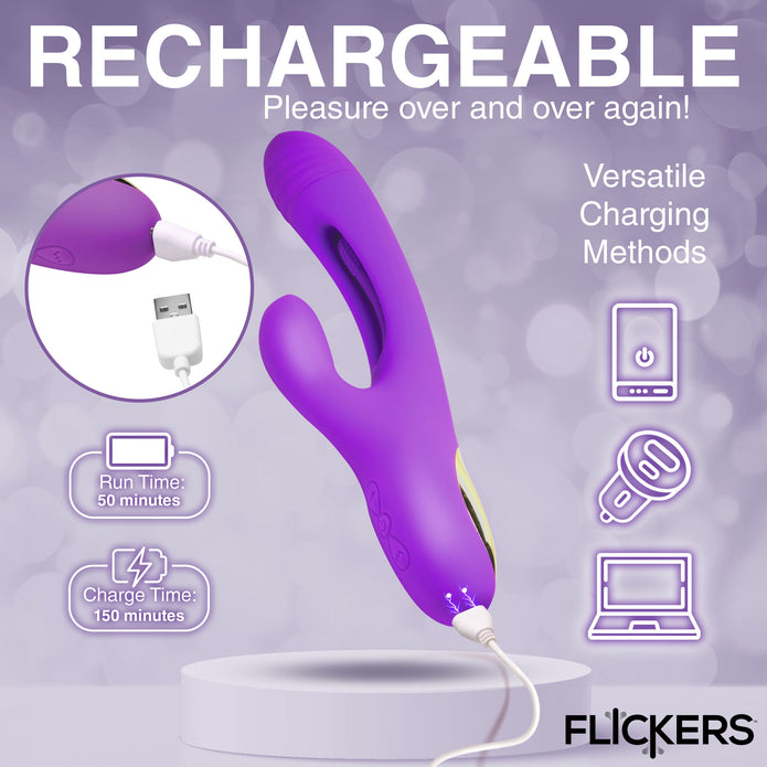 Tri-Flick Flicking Silicone Rabbit Vibrator XR Brands Tri-Flick Flicking Silicone Rabbit Vibrator XR Brands