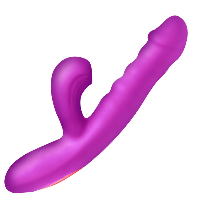 Thrust Wave Thrusting & Sucking Rabbit Vibrator XR Brands Thrust Wave Thrusting & Sucking Rabbit Vibrator XR Brands