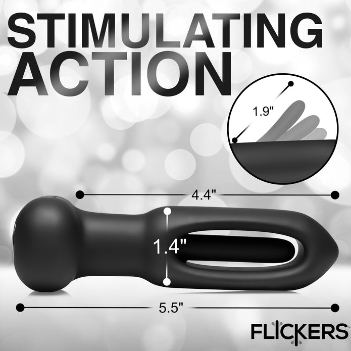 Bum Flick Flicking & Vibrating Silicone Butt Plug w/ Remote XR Brands Bum Flick Flicking & Vibrating Silicone Butt Plug w/ Remote XR Brands