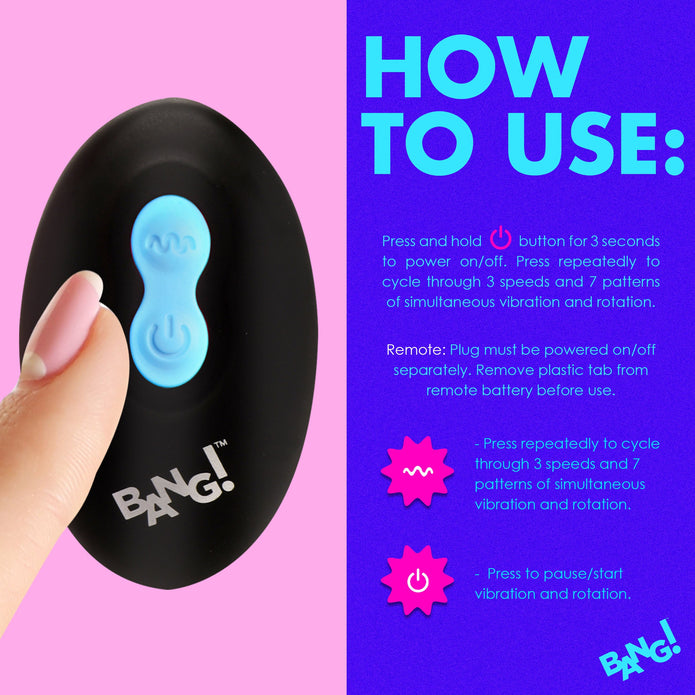 Rotating & Vibrating Silicone Butt Plug w/ Remote - Blue XR Brands Rotating & Vibrating Silicone Butt Plug w/ Remote - Blue XR Brands