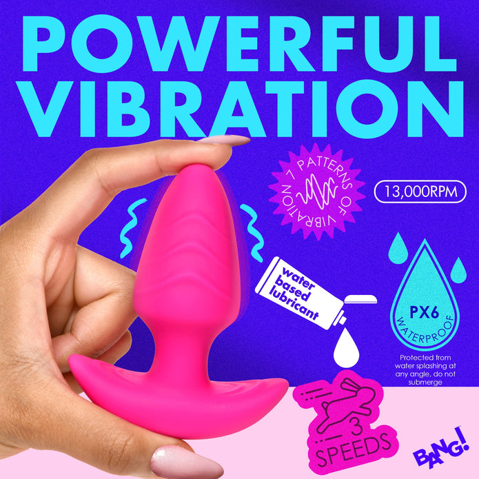 Rotating & Vibrating Silicone Butt Plug w/ Remote - Pink XR Brands Rotating & Vibrating Silicone Butt Plug w/ Remote - Pink XR Brands