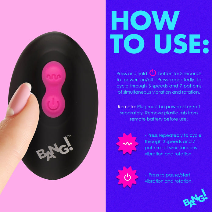 Rotating & Vibrating Silicone Butt Plug w/ Remote - Pink XR Brands Rotating & Vibrating Silicone Butt Plug w/ Remote - Pink XR Brands