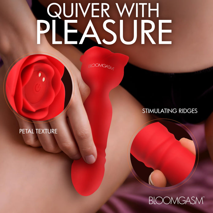 Rose Delight Silicone Thrusting Vibrator XR Brands Rose Delight Silicone Thrusting Vibrator XR Brands