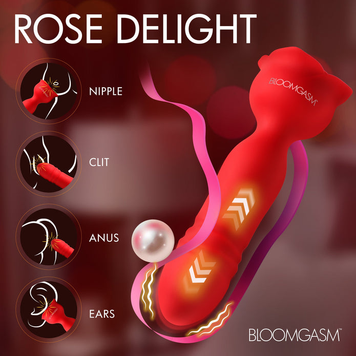 Rose Delight Silicone Thrusting Vibrator XR Brands Rose Delight Silicone Thrusting Vibrator XR Brands