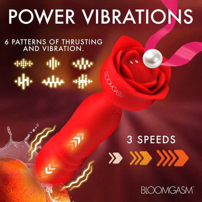 Rose Delight Silicone Thrusting Vibrator XR Brands Rose Delight Silicone Thrusting Vibrator XR Brands
