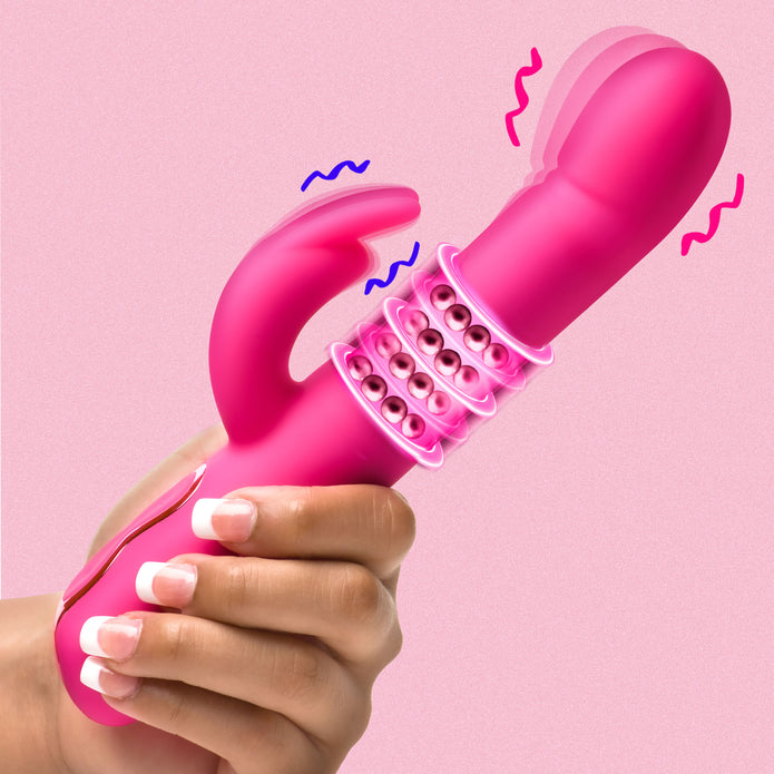 Come-Hither Beaded Silicone Rabbit Vibrator XR Brands Come-Hither Beaded Silicone Rabbit Vibrator XR Brands