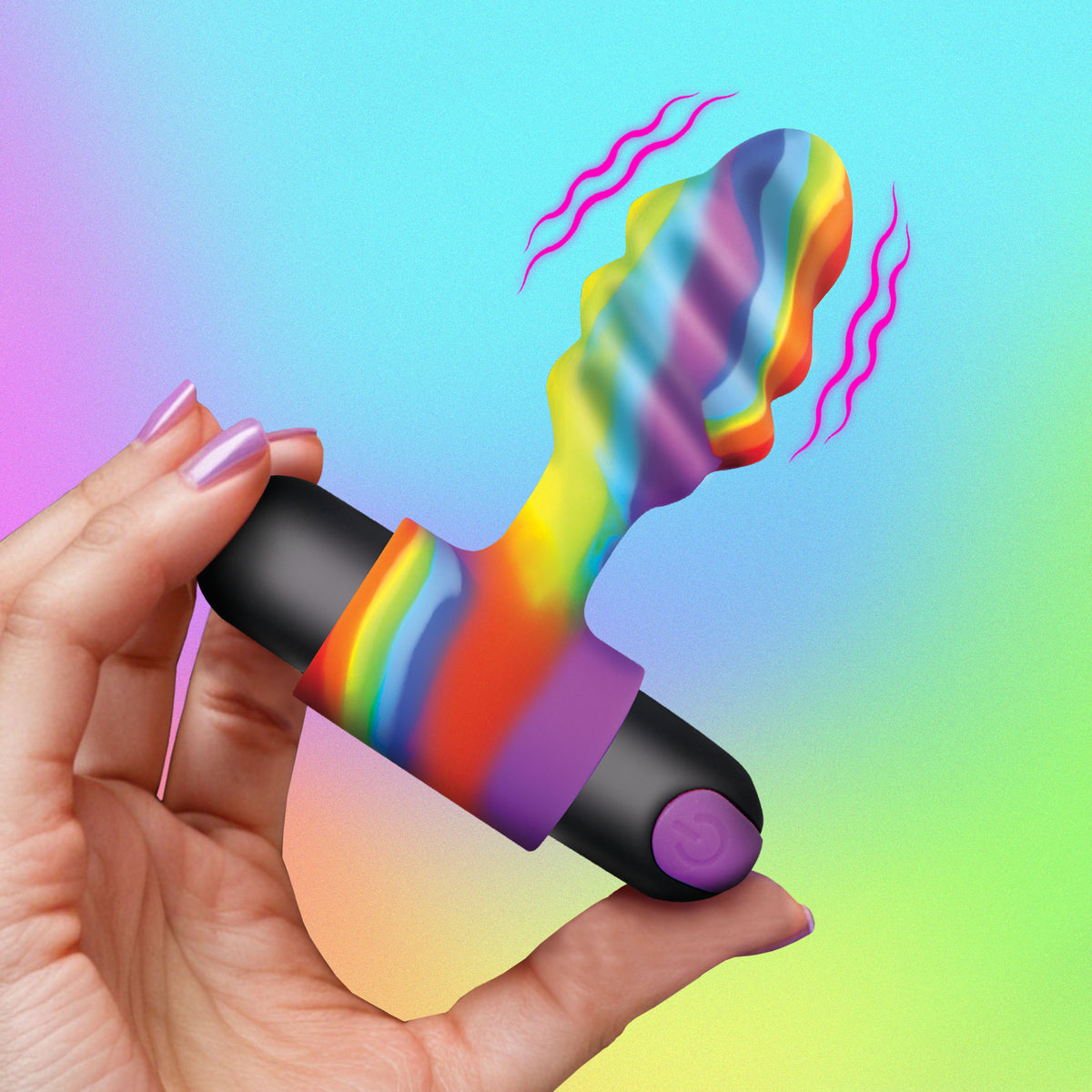 Vibrating Rainbow Butt Plug XR Brands Vibrating Rainbow Butt Plug XR Brands