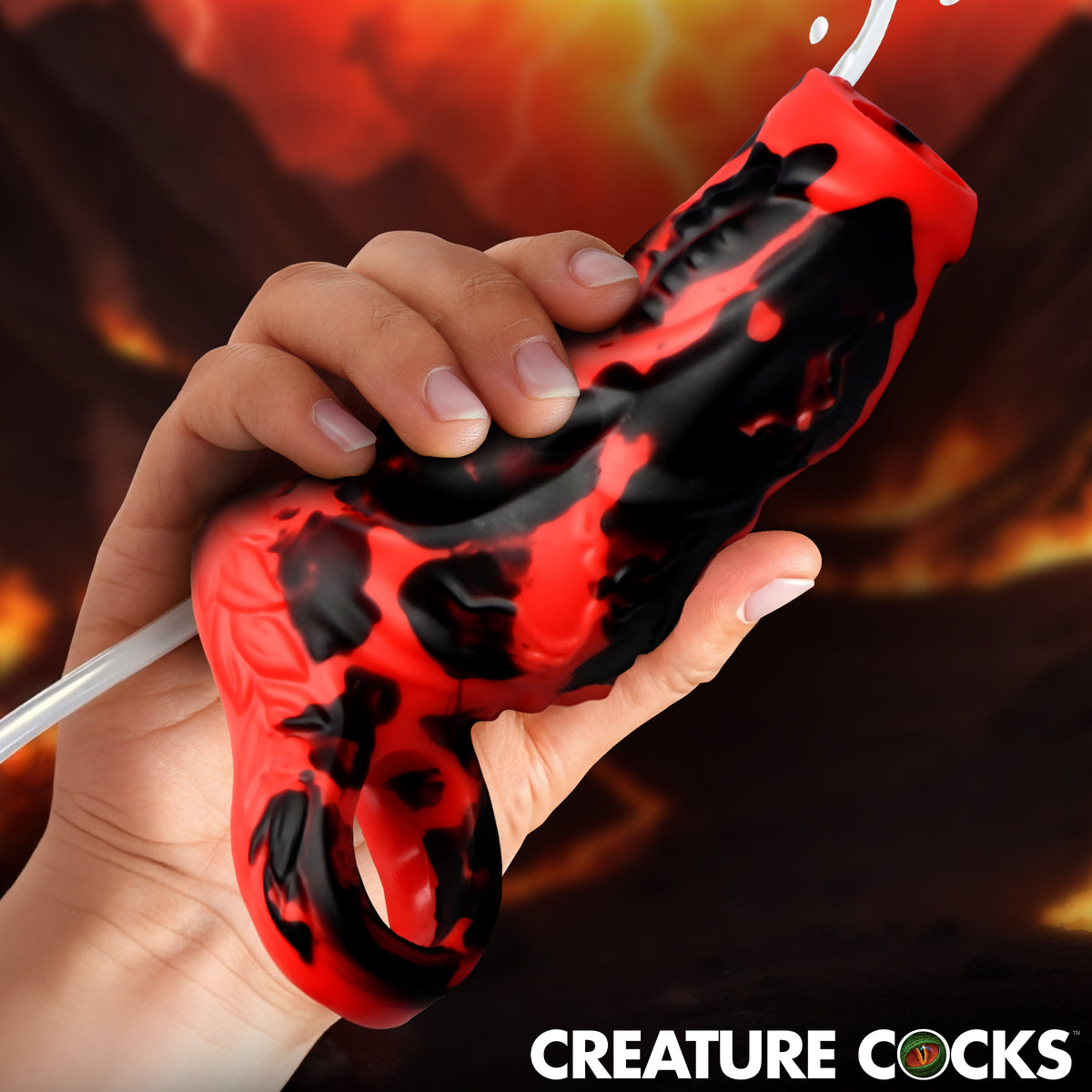 Hell Hound Squirting Silicone Penis Enhancer - Red