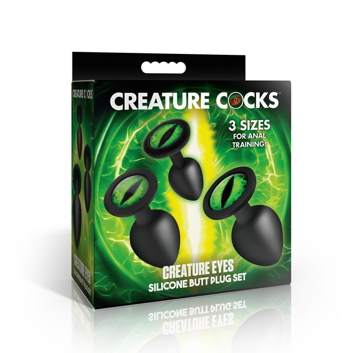 Creature Eyes Green Eye Silicone Butt Plug Set XR Brands Creature Eyes Green Eye Silicone Butt Plug Set XR Brands