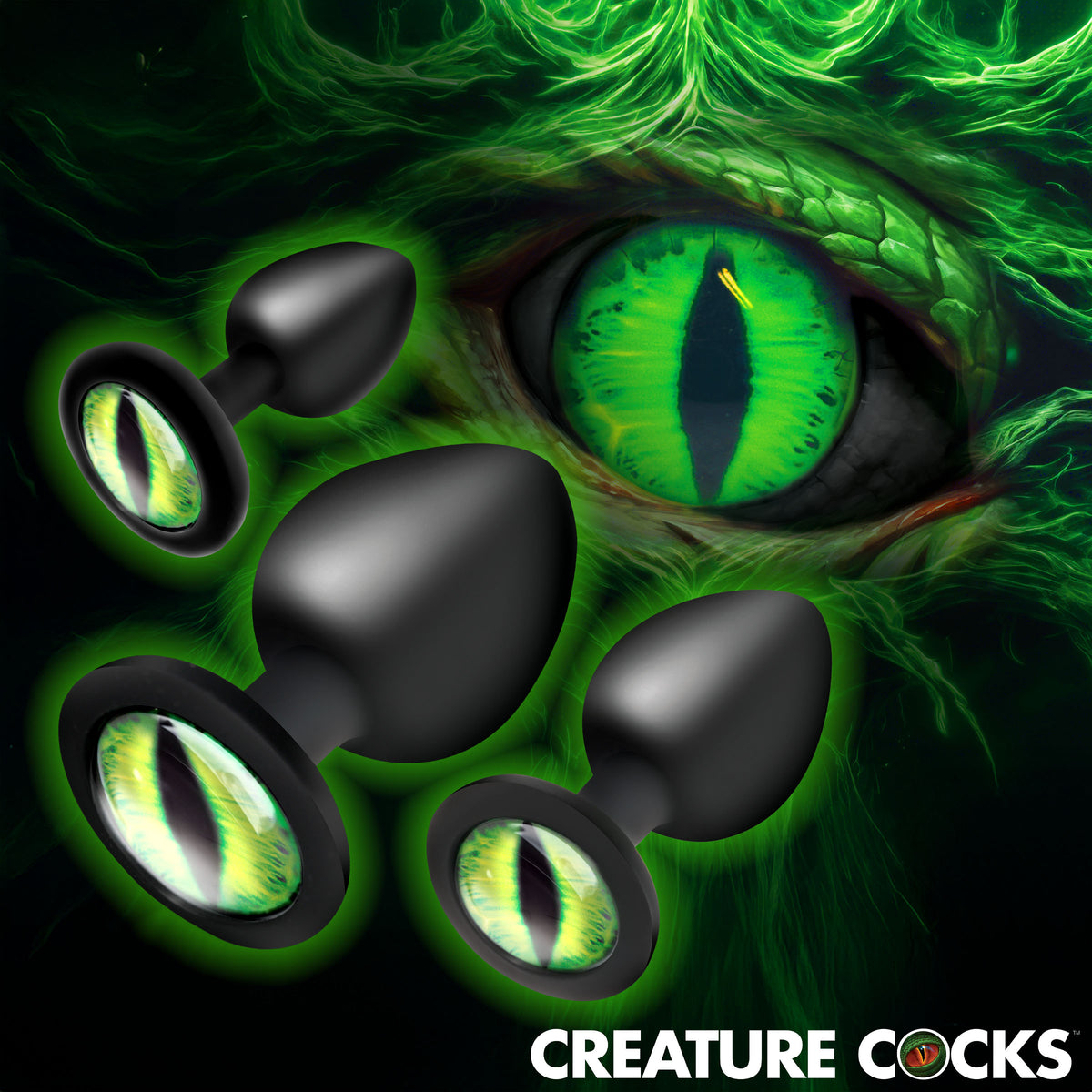 Creature Eyes Green Eye Silicone Butt Plug Set XR Brands Creature Eyes Green Eye Silicone Butt Plug Set XR Brands