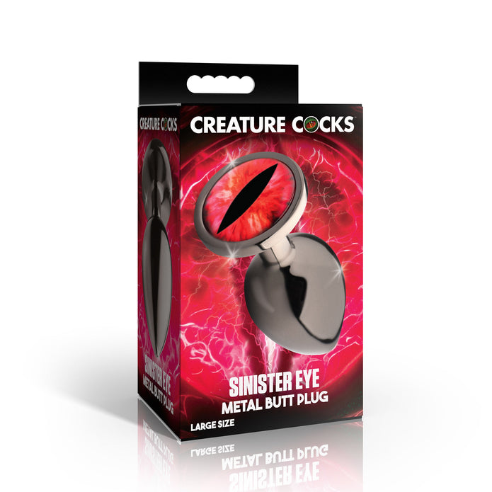 Sinister Eye Red Eye Metal Butt Plug - Large XR Brands Sinister Eye Red Eye Metal Butt Plug - Large XR Brands