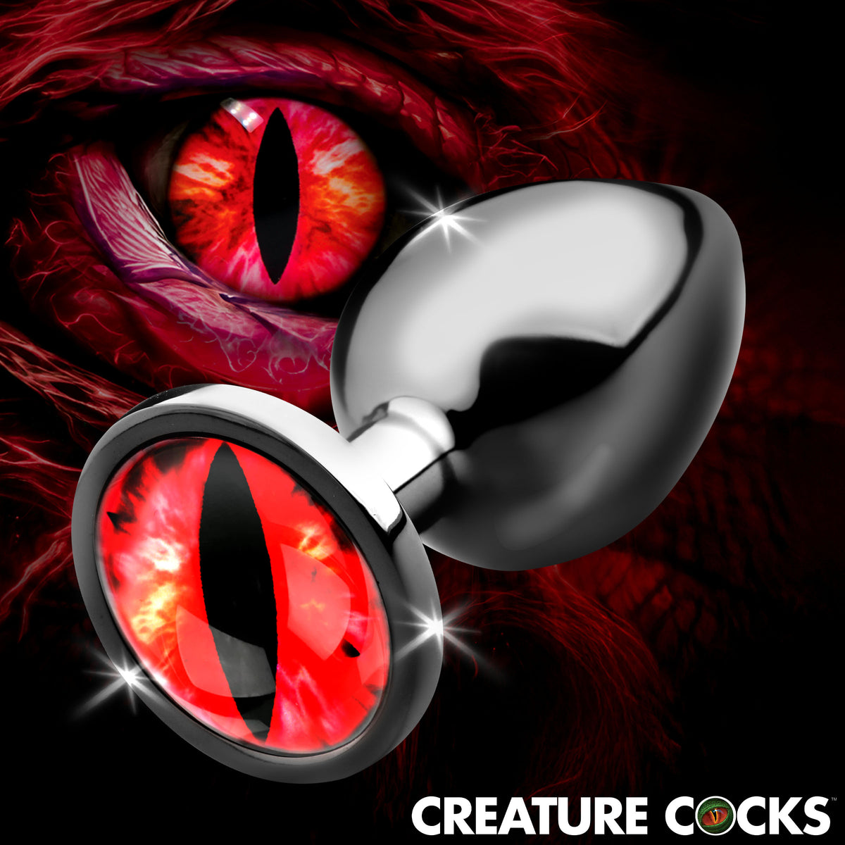 Sinister Eye Red Eye Metal Butt Plug - Large XR Brands Sinister Eye Red Eye Metal Butt Plug - Large XR Brands