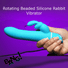 Rotating Beads Silicone Rabbit Vibrator- Blue