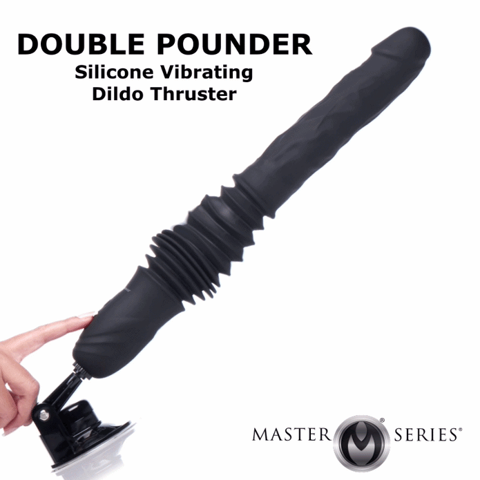 Double Pounder Silicone Vibrating Dildo Thruster  XR Brands
