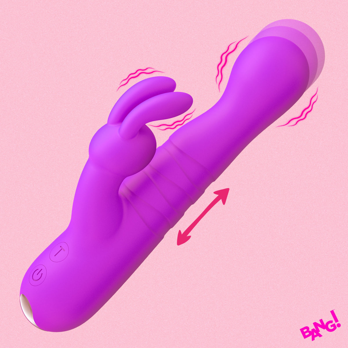 Thrusting Silicone Rabbit Vibrator - Purple