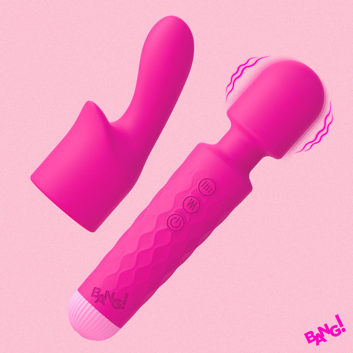 Silicone Vibrating Wand & G-Spot Attachment - Pink