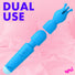Silicone Vibrating Wand & Teaser Attachment - Blue