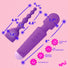 Silicone Vibrating Wand & Anal Beads Attachment - Purple