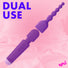 Silicone Vibrating Wand & Anal Beads Attachment - Purple