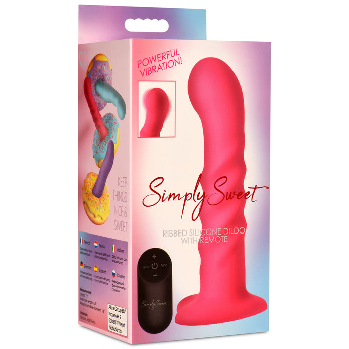 Simply Sweet 21X Vibrating Ribbed Silicone Dildo w/ Remote XR Brands Simply Sweet 21X Vibrating Ribbed Silicone Dildo w/ Remote XR Brands