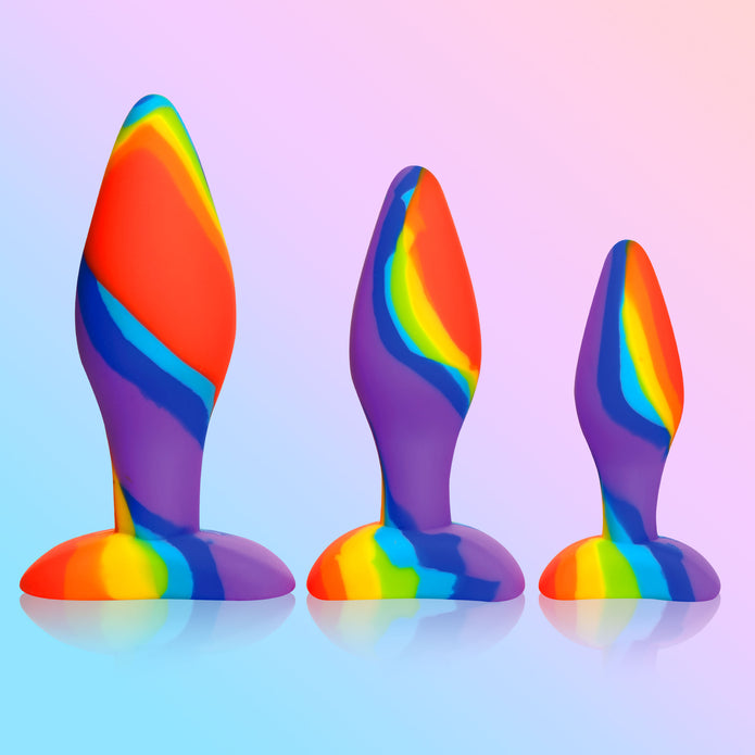 Simply Sweet Rainbow Silicone Butt Plug Set XR Brands Simply Sweet Rainbow Silicone Butt Plug Set XR Brands