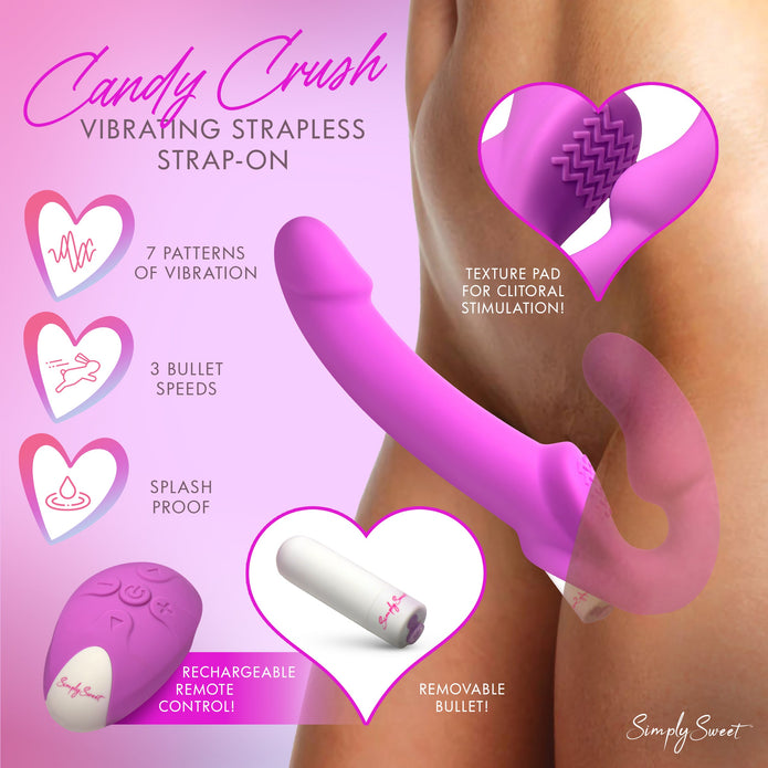 Candy Crush - Purple Vibrating Strapless Strap-On w/ Remote XR Brands Candy Crush - Purple Vibrating Strapless Strap-On w/ Remote XR Brands