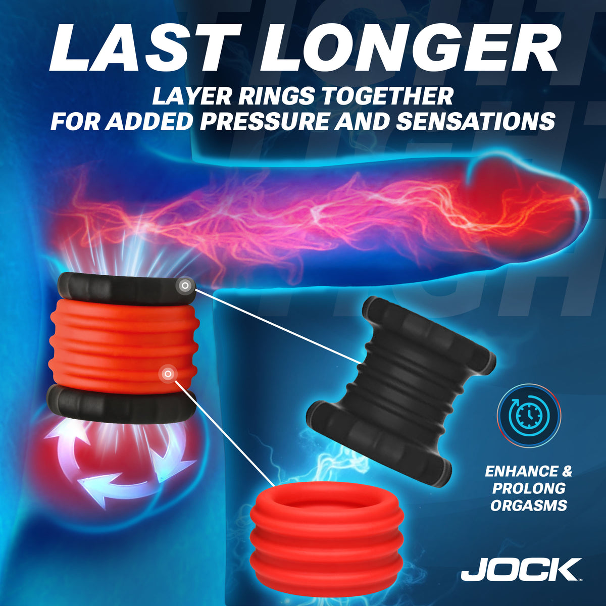 2-in-1 Silicone Cock Ring - Red XR Brands 2-in-1 Silicone Cock Ring - Red XR Brands