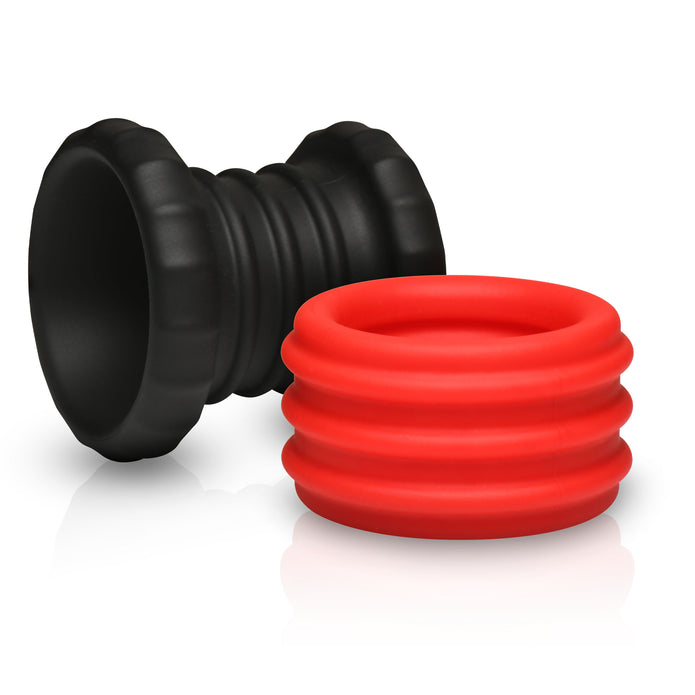 2-in-1 Silicone Cock Ring - Red XR Brands 2-in-1 Silicone Cock Ring - Red XR Brands