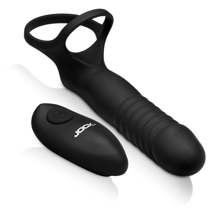 Double Thrust Thrusting & Vibrating Double Penetration C-Ring w/ Remot XR Brands Double Thrust Thrusting & Vibrating Double Penetration C-Ring w/ Remot XR Brands