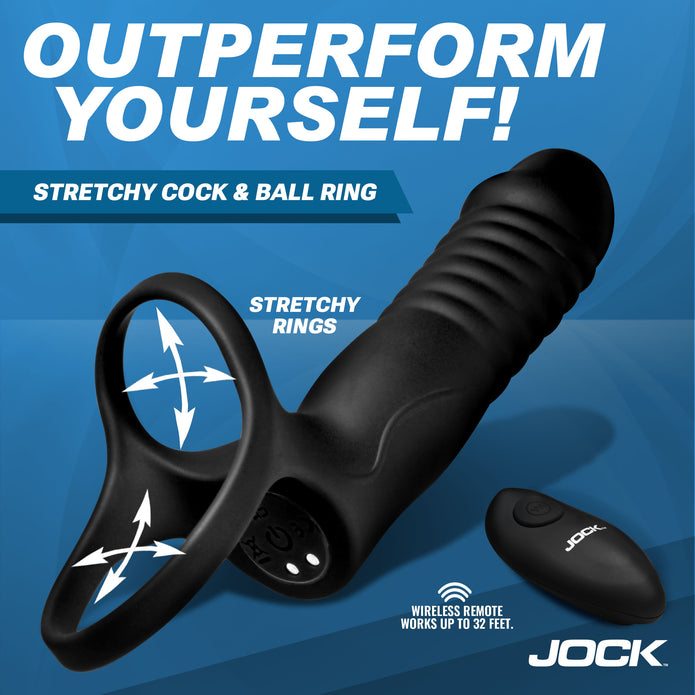 Double Thrust Thrusting & Vibrating Double Penetration C-Ring w/ Remot XR Brands Double Thrust Thrusting & Vibrating Double Penetration C-Ring w/ Remot XR Brands