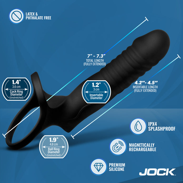 Double Thrust Thrusting & Vibrating Double Penetration C-Ring w/ Remot XR Brands Double Thrust Thrusting & Vibrating Double Penetration C-Ring w/ Remot XR Brands
