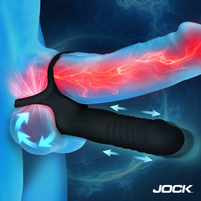 Double Thrust Thrusting & Vibrating Double Penetration C-Ring w/ Remot XR Brands Double Thrust Thrusting & Vibrating Double Penetration C-Ring w/ Remot XR Brands