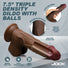 Hard-Core 7.5" Triple Density Dildo w/ Balls - Dark